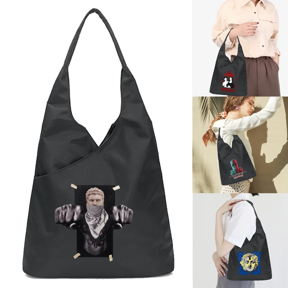 

Sculpture Series Print Handbag for Women Tote Bag Soft Environmental Cosmetic Storage Reusable Harajuku Style Small Sundries Bag