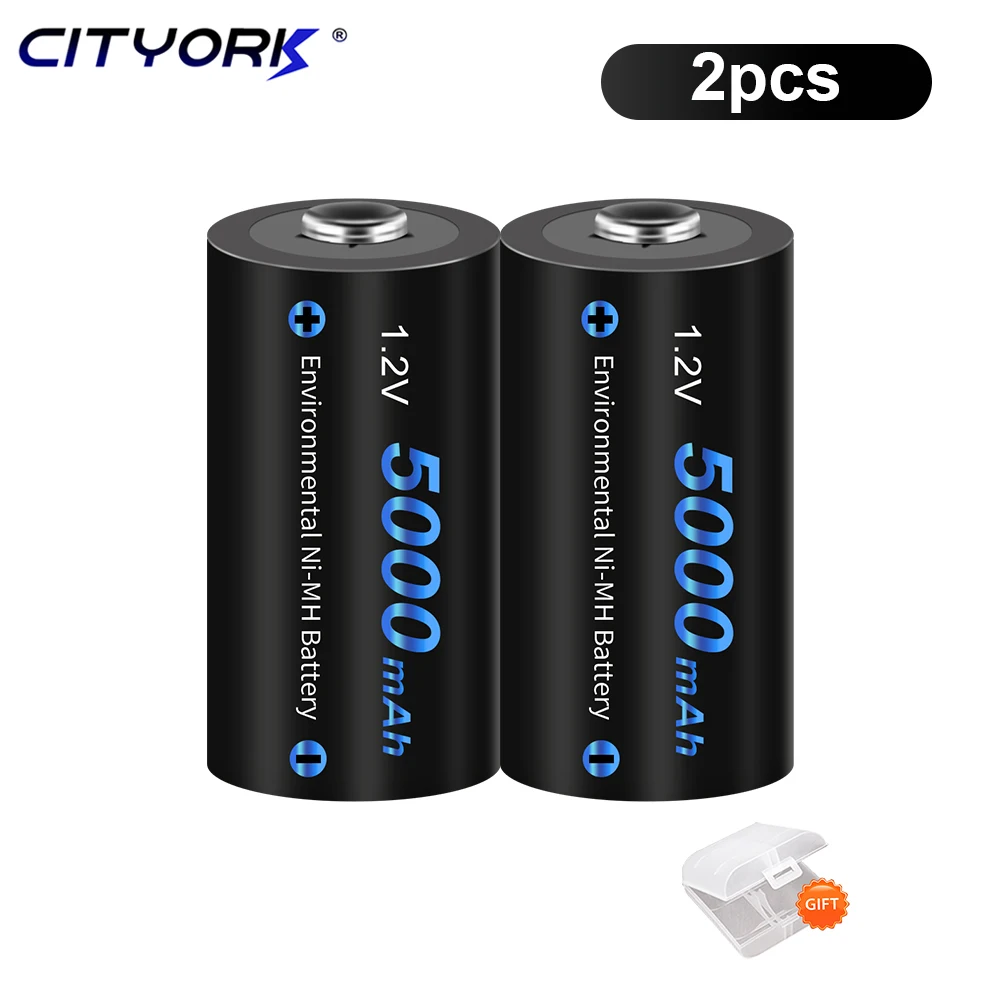 replacement batteries CITYORK battery C 5000mAh 1.2V C size rechargeable battery R14 C Cell rechargeable batteries C r14 battery for Radio Flashlight lithium button batteries Batteries