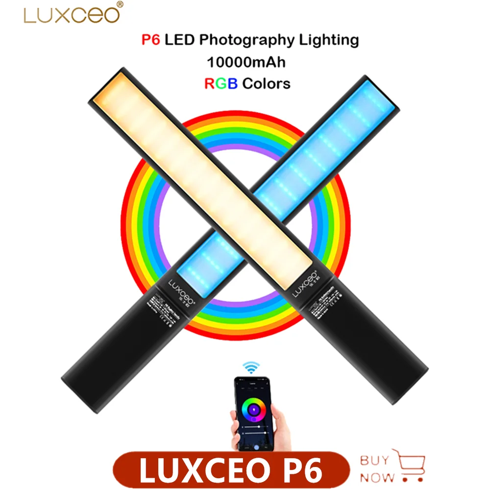 LUXCEOP6LEDRGBVideoLight2500K6500KHandheldPhotographyLight