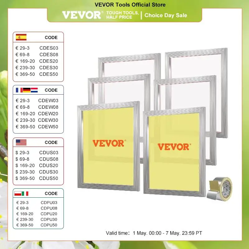 

VEVOR 20x24inch Screen Printing Kit Aluminum Silk Screen Printing Frames Silk Screen Printing Frame with High Tension Nylon Mesh