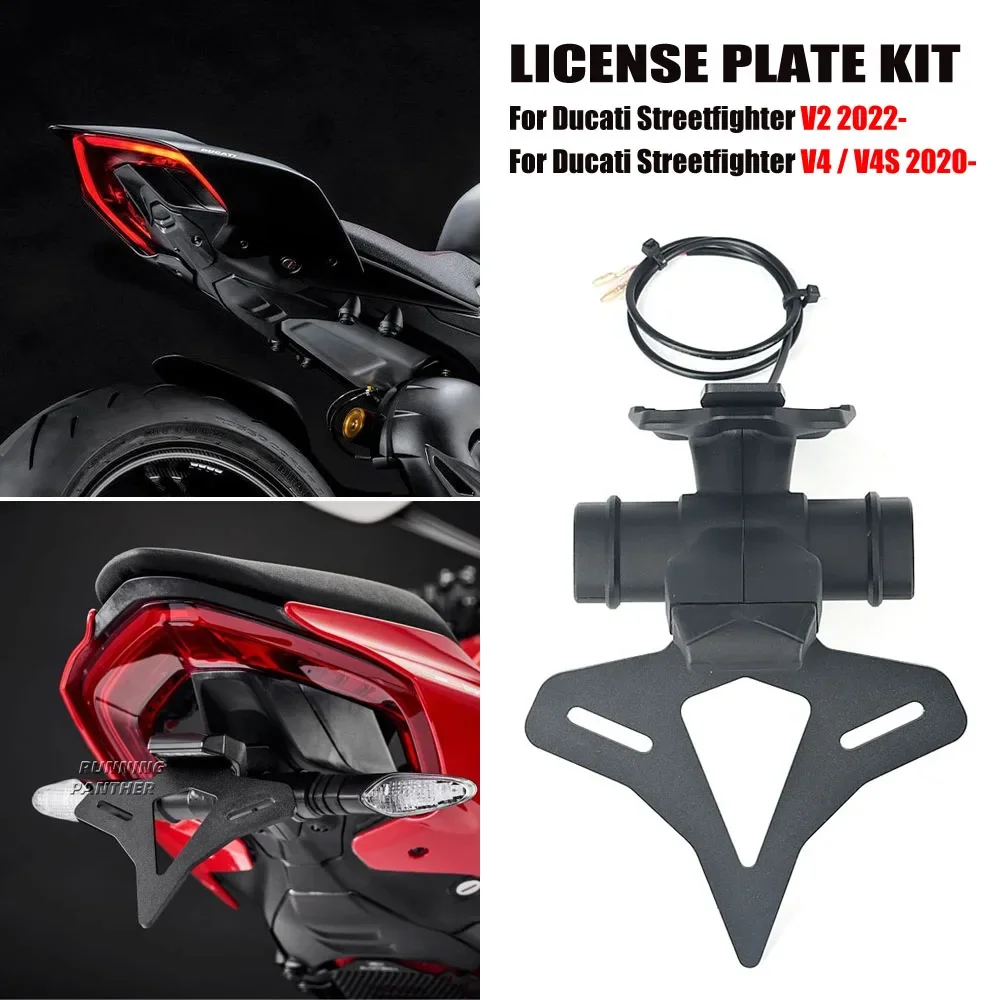 

For Ducati Streetfighter V2 2022- & V4 S V4S 2020- Motorcycle Rear Short Tail Stock License Plate Holder Tailstock Frame Bracket