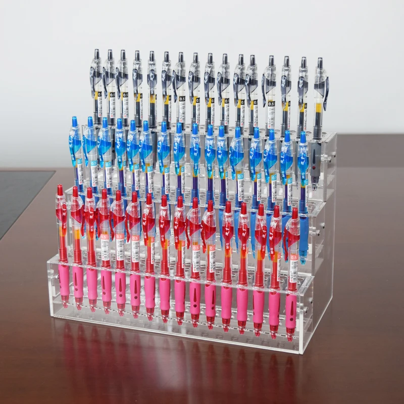 1-6 Tier Acrylic Pen Holder Storage Shelf Supermarket Stationery Store Rack  Ballpoint Pen Neutral Pen Clear Ladder Display Stand