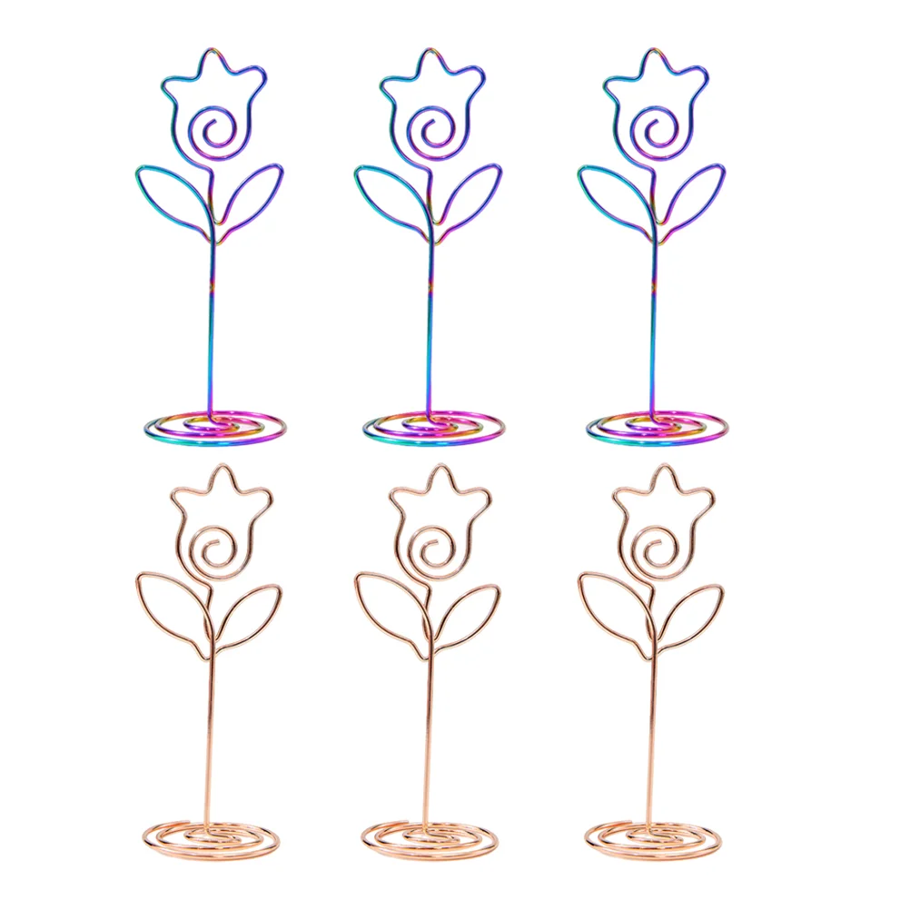 6 Pcs Literature and Tulip Message Box Metal Table Number Holders Photo Clip Stand
