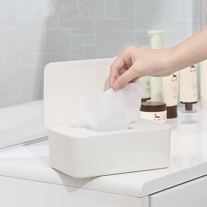 Wet Tissue Box with Lid Dustproof Baby Nappy Wet Tissue Storage Holder Dispenser for Home Car Office Paper Tissue Organizer 3