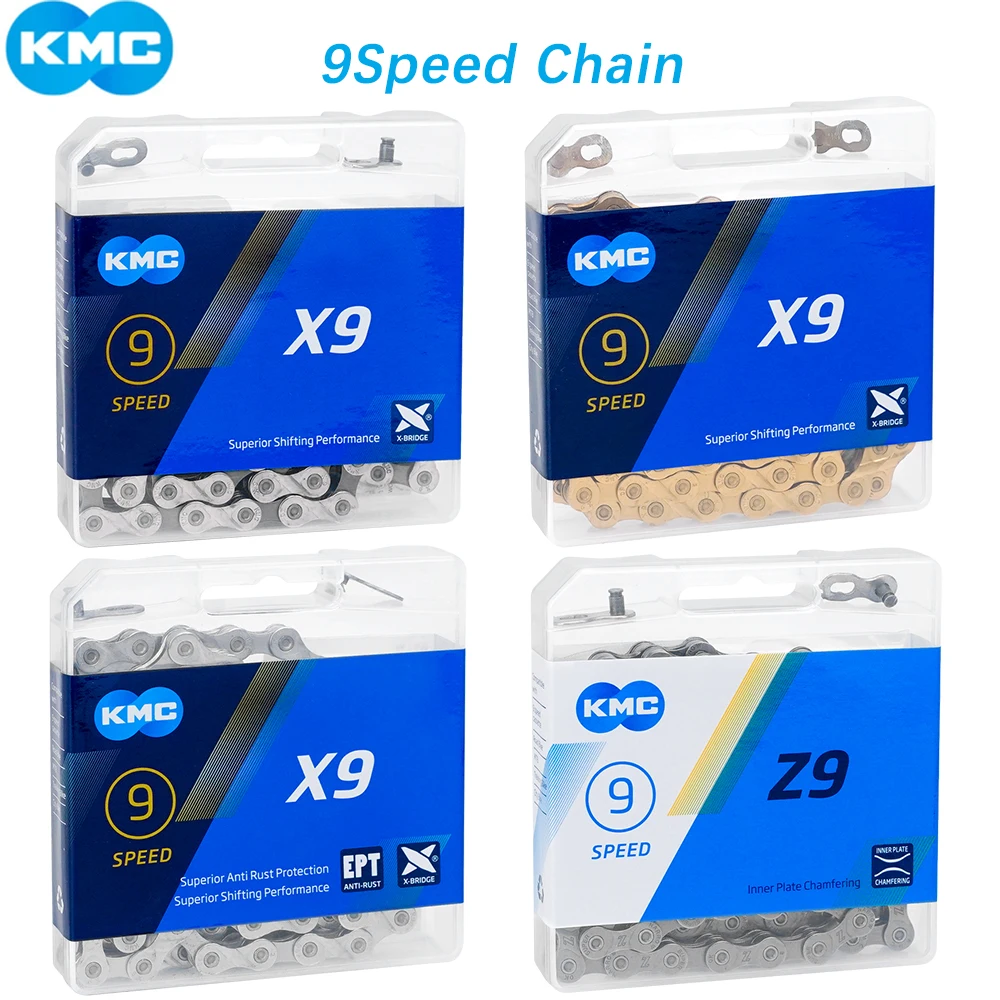 Велосипедная цепь KMC Z9 X9 X9SL X9EPT 9 В 116 звеньев золотистый серебристый
