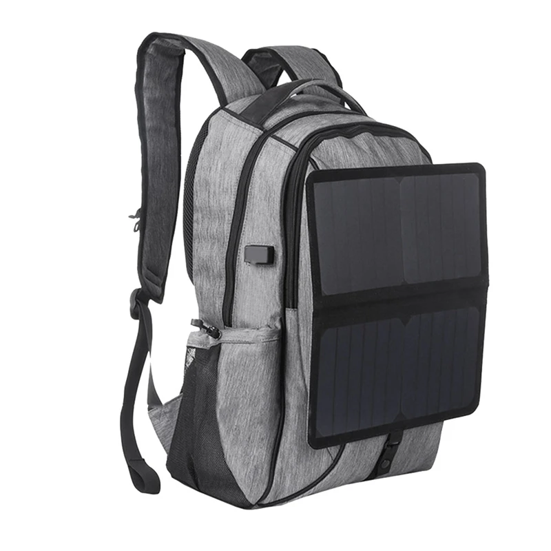 

1 Piece USB Solar Backpack Portable Solar Panel Backpack Waterproof Grey For Outdoor Travel Camping Hiking Mobile Phone Charging