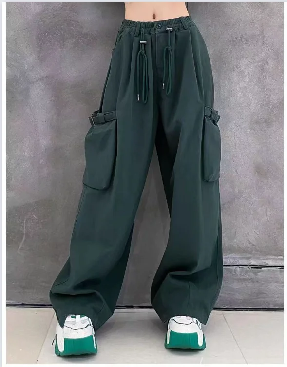 

Warm cotton wide leg pants for Big size women, loose fit high waist jogging trousers with fleece lining