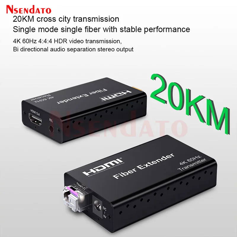 HDMI Fiber Optic Extender 20Km 4K 60Hz over LC Fiber Optical Cable HDMI 2.0 Fiber Video Transmitter Receiver With Audio For HDCP