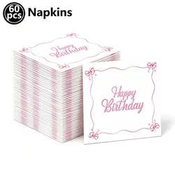 Pink Bow Birthday Party Tableware Set - Plates, Cups, and Napkins (PURPLE)