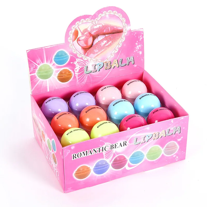 

Hot Color Ball Lipstick Moisturizing round Spherical Lip Balm Kids Baby Girls Lips Balm Bulk Moisturizing Romantic Bear