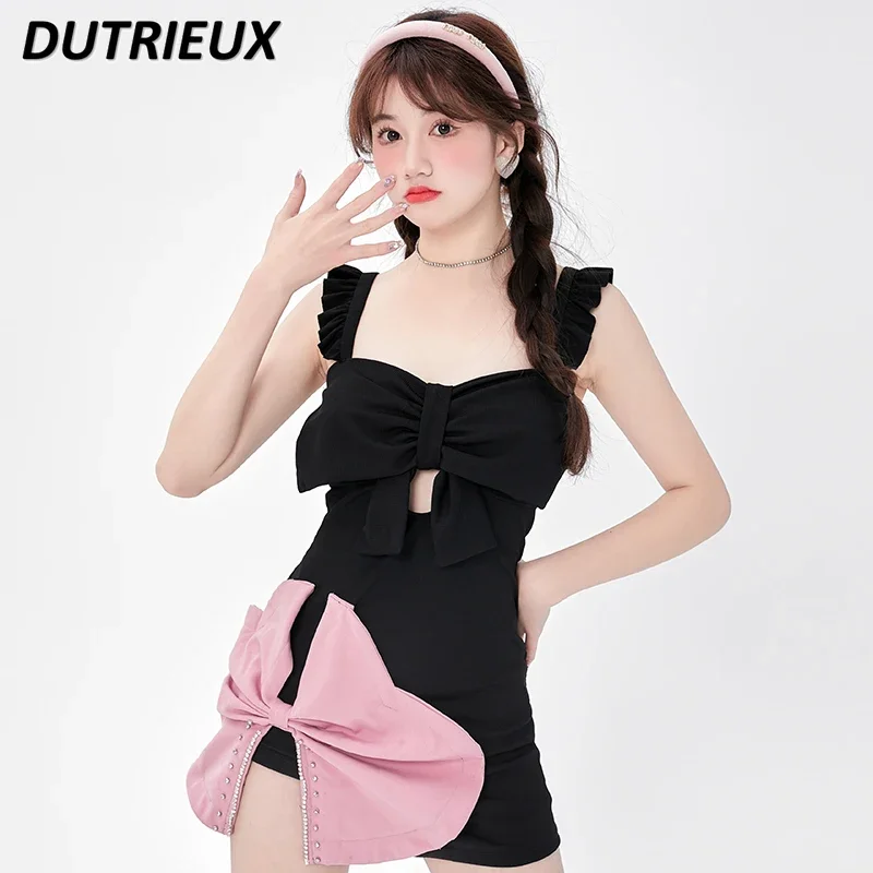Swimsuit for Women High Sense 2024 New One Piece Beach Wear Sexy Backless Conservative Chest Push Up Hot Spring Swimming Suit