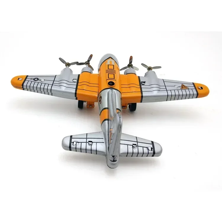 Collection Retro Wind Up Toy Model Vintage Toy Metal Tin Flying Fortress Bomber Propeller Plane Clockwork Toys Gift