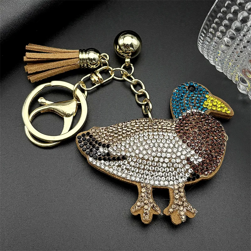 Mallard Anas Platyrhynchos Schlüsselanhänger für Damen und Herren, voll glitzernd, Kristall-Strass-Quaste, Taschenanhänger, modische Dekoration, Schmuck, Geschenke – Detail 5