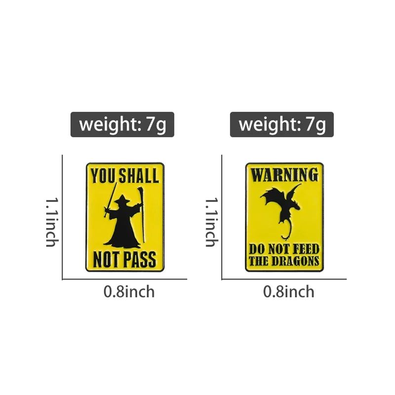 Witch Metal Warning Signs Brooch You Shall Not Pass Enamel Pins Punk Geometric Metal Brooches Backpack Lapel Badges Jewelry Gift