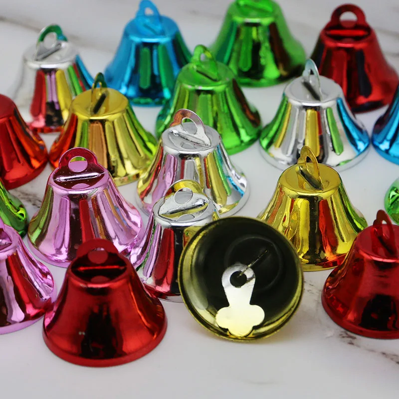 (20pcs/pack) 25mm Colorful Bell Christmas Tree Pendant Holiday Party Decoration Creative Collar Bell DIY Wind Chime Home