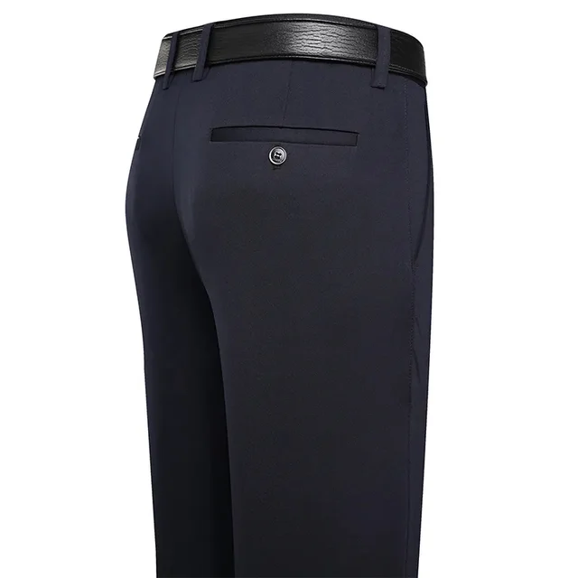 Pantalon d'été fin pour hommes, décontracté, classique, couleur unie, élastique, confortable, ample, droit, marque, vêtements pour hommes 5