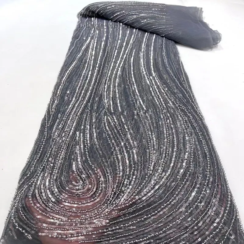

Luxury Beaded Lace Sequins African Lace 2023 High Quality Nigerian Net Lace Fabric TS2155