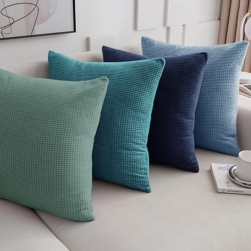 40x40 45x45 50x50 Solid Color Jacquard Pillow Cover for Sofa Office Waist Cushion Cover Home Decorative Pillowcase Decoration 3