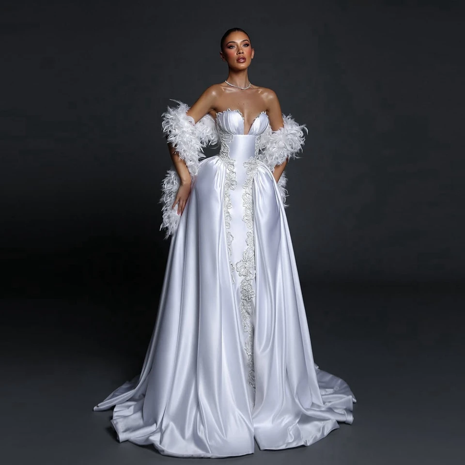 Mermaid Wedding Straight Wedding Dress With Detachable Train Lace Mermaid  Wedding Gown: Off Shoulder Bridal Dress