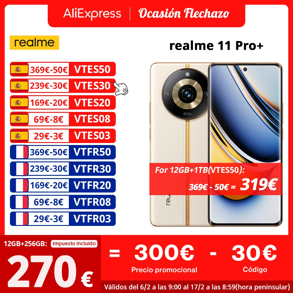 Rom Globale Realme 11 Pro Plus 200Mp Ois Fotocamera 100W Supervooc Carica 120Hz Curved Vision Display Mtk Dimensity 7050 5G 5000Mah Batteria Smartphon