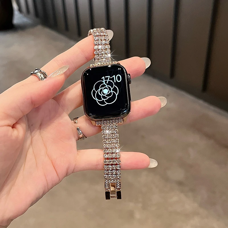 Elegant Diamond Metal Strap for Women - Premium Watch Bracelet