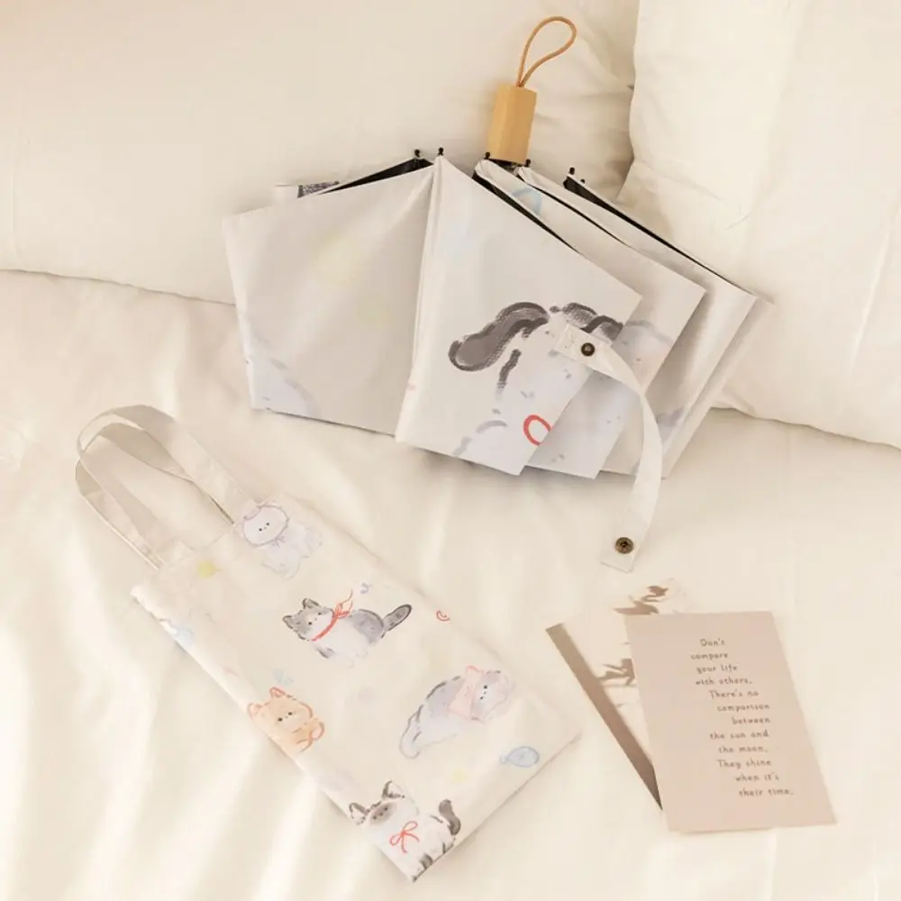 3-Ribs Cartoon Cat Umbrella Automatic Lightweight Cat Sun Protection Umbrella UV Protection Waterproof Folding Sun folding umbrella mini sun umbrella sun umbrella automatic sun umbrella
