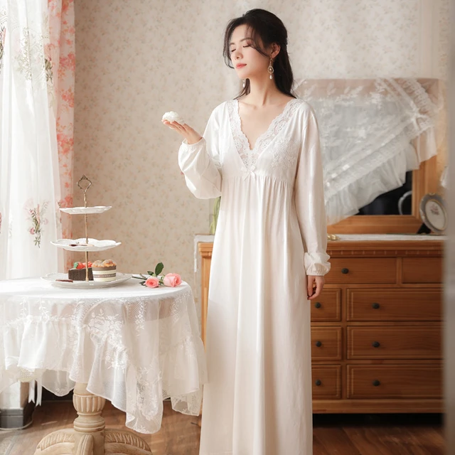 Ladies Sexy Satin Night Dress Long Sleeves Bathrobe Nighties Nightgown -  China Nightwear and Pajamas price | Made-in-China.com