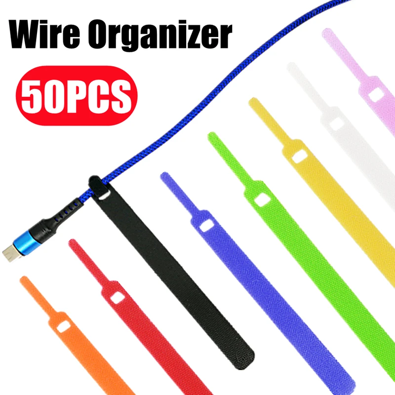 50/20pcs Colorful Fastening Reusable Cable Organizer Earphone Mouse Ties Cable Management Wire Cable Winder For iPad Samsung New