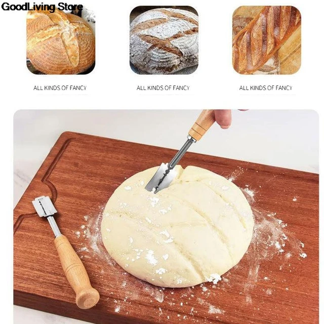 Wooden Handle Curved Bread Razor 304 Stainless Steel Bread Lame Dough  Scoring Tool Dough Split Knife Stick Cutting Scoring Tool - AliExpress