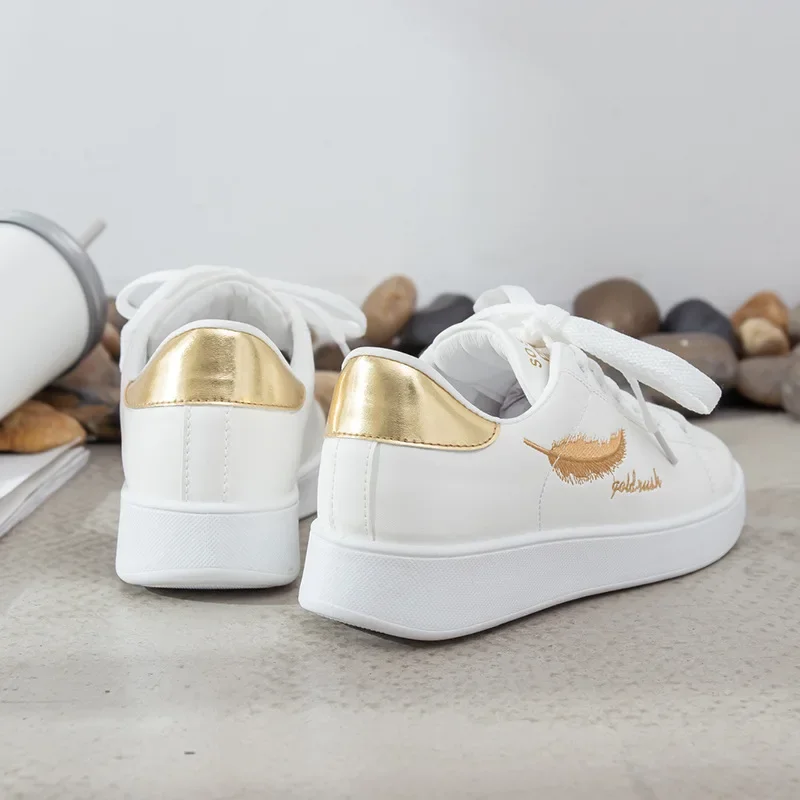 White Women Sneakers Shoes Fashion Summer Leafage Embroidery Casual Shoes Woman Soft Footwear Breathable Platform Sneakers