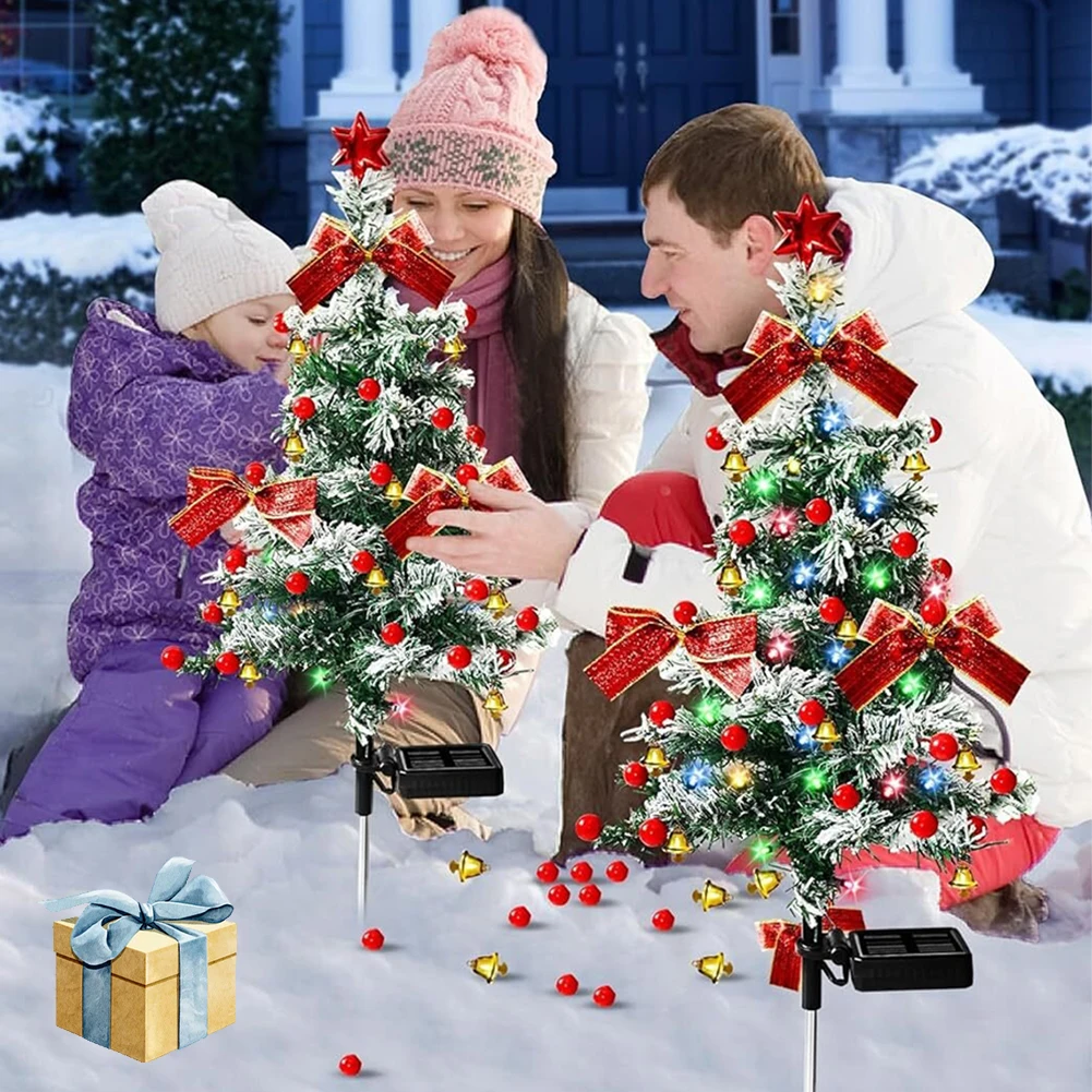 Solar Christmas Tree Lights Outdoors LED Christmas Decor IP65 Waterproof Garden Lawn Landscape Lamps for Patio Porch Pathway