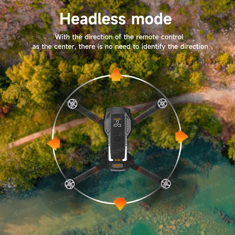 Vue aérienne capturée par le drone AXNEN F205 avec écran intégré, montrant un paysage urbain net grâce au zoom 50x.