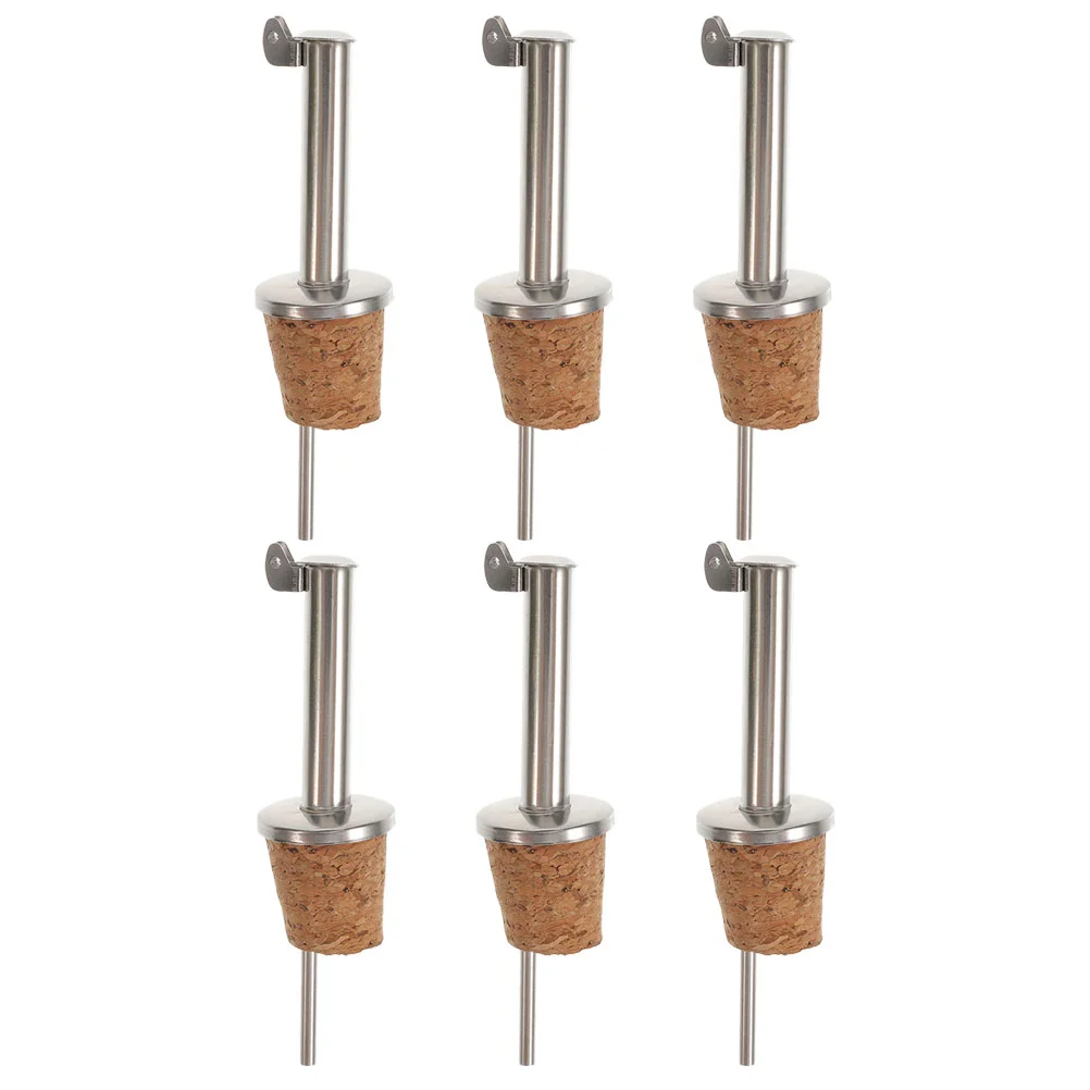 

6pcs Bottle Pourers Stainless Steel Pourerr Bottle Wooden Stoppers