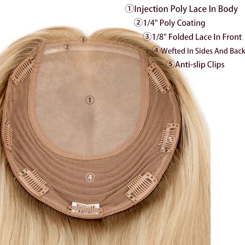 Topper per capelli ebraici da donna, 16-20 pollici, lisci, in capelli umani, con clip, extension per capelli 7x8, toupet da donna dall'aspetto naturale - immagine 2