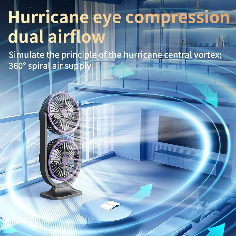 TINSOL 2026 New Dual-Head Desktop Fan, High-Power Air Circulation Fan, Office and Dormitory Double-Layer Fan 3