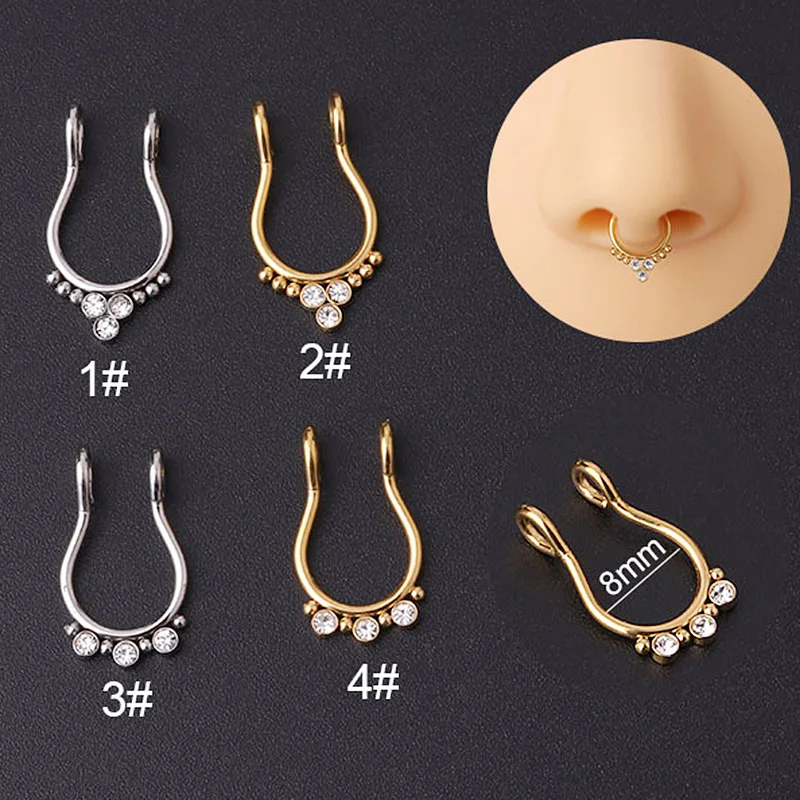 Surgical Steel Non-Piercing Clip-On Hoop Earrings & Septum Rings – Fake Illusion Style, Multiple Sizes