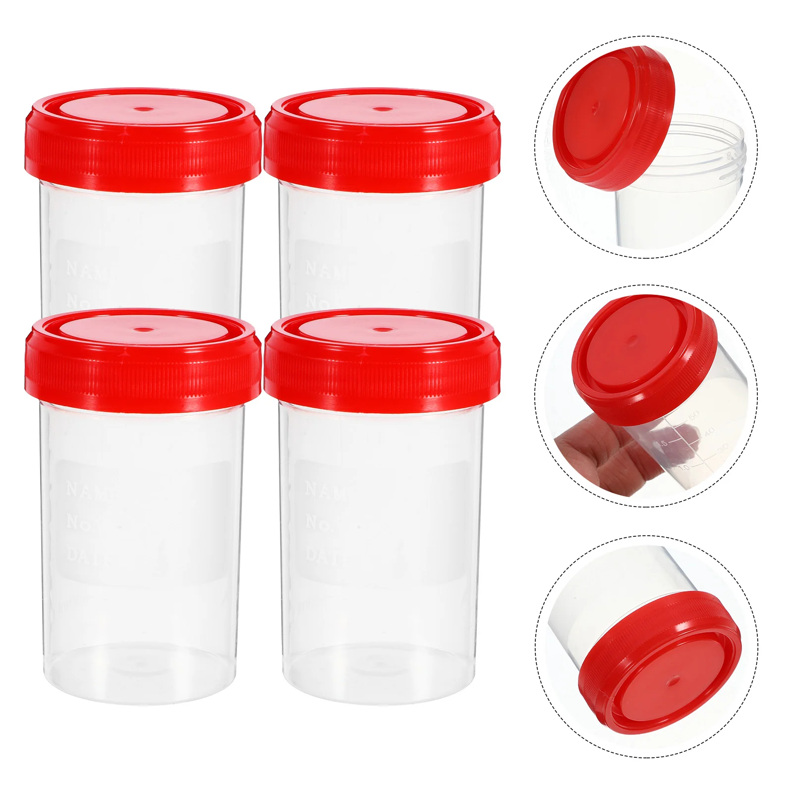 

20 Pcs Urine Cup Container Test Liquid Specimen Containers with Lids Medical Man