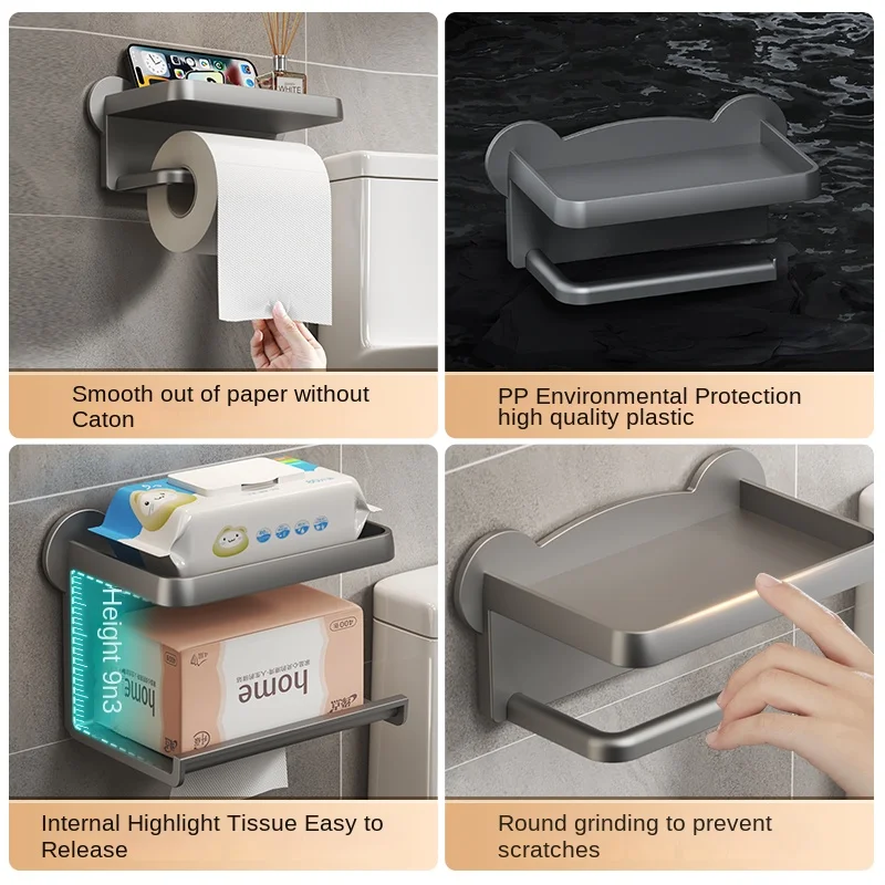 toilet paper holder dispenser wall-mounted facial tissue holder bear head roll