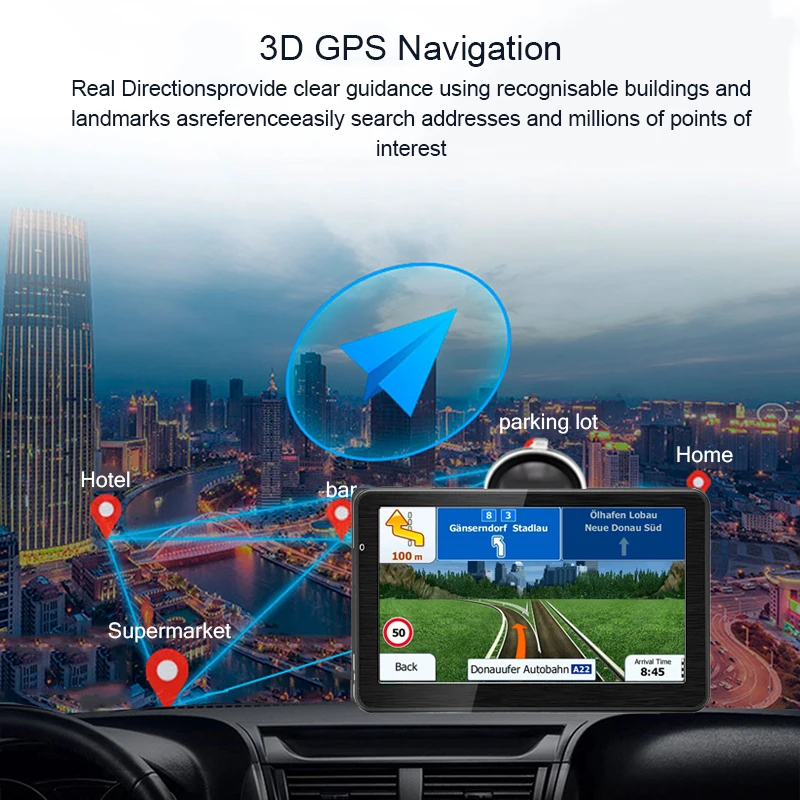 7 inch Car Gps Android Navigation 768M+16GB Truck Gps Navigator Wifi vehicle gps Sat Nav Free Latest europe Portugal Poland Map