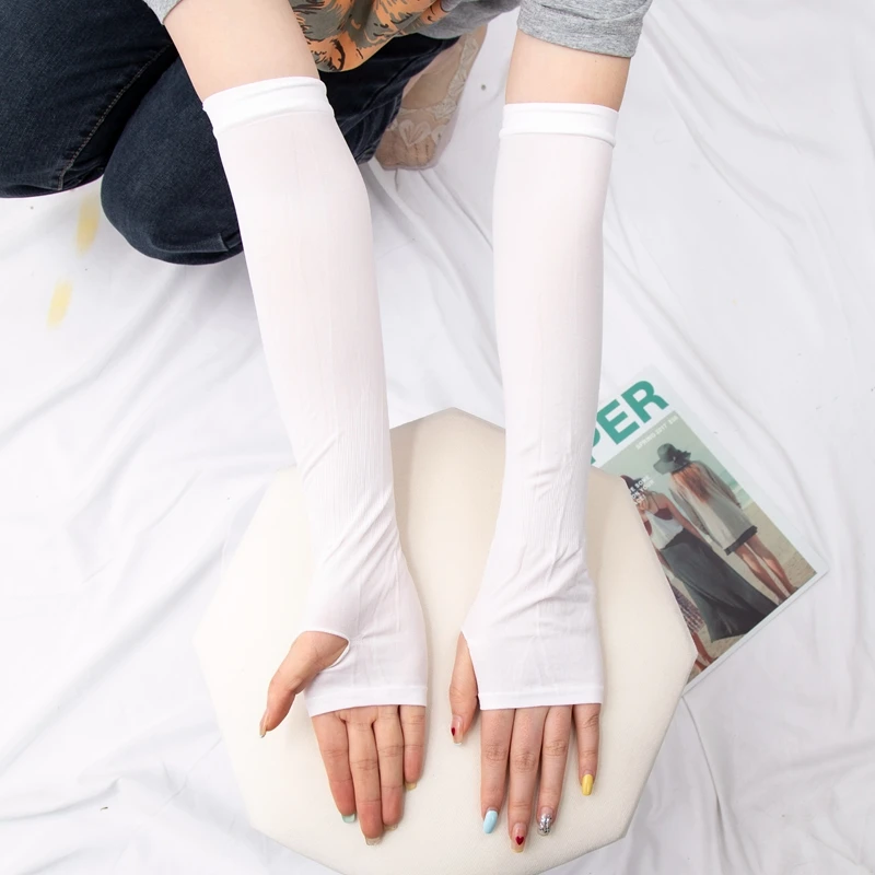 Women Sun Protective Sleeves Long Gloves Breathable Quick Dry Men Running Sun UV Protection Long Arm Cover Cycling Arm Sleeves