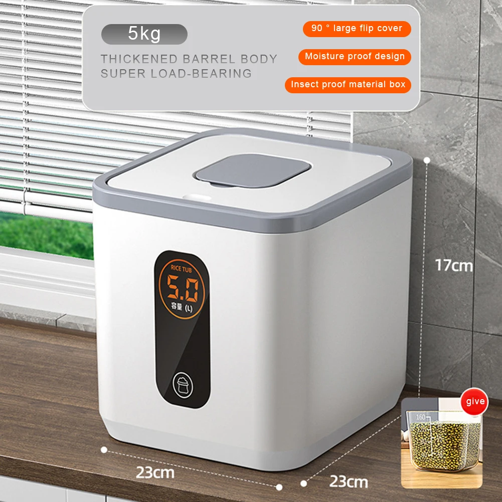 5KG Household Rice Dispenser with Measuring Cup Rice Airtight Storage Container Moistureproof for Kitchen Pantry Organization