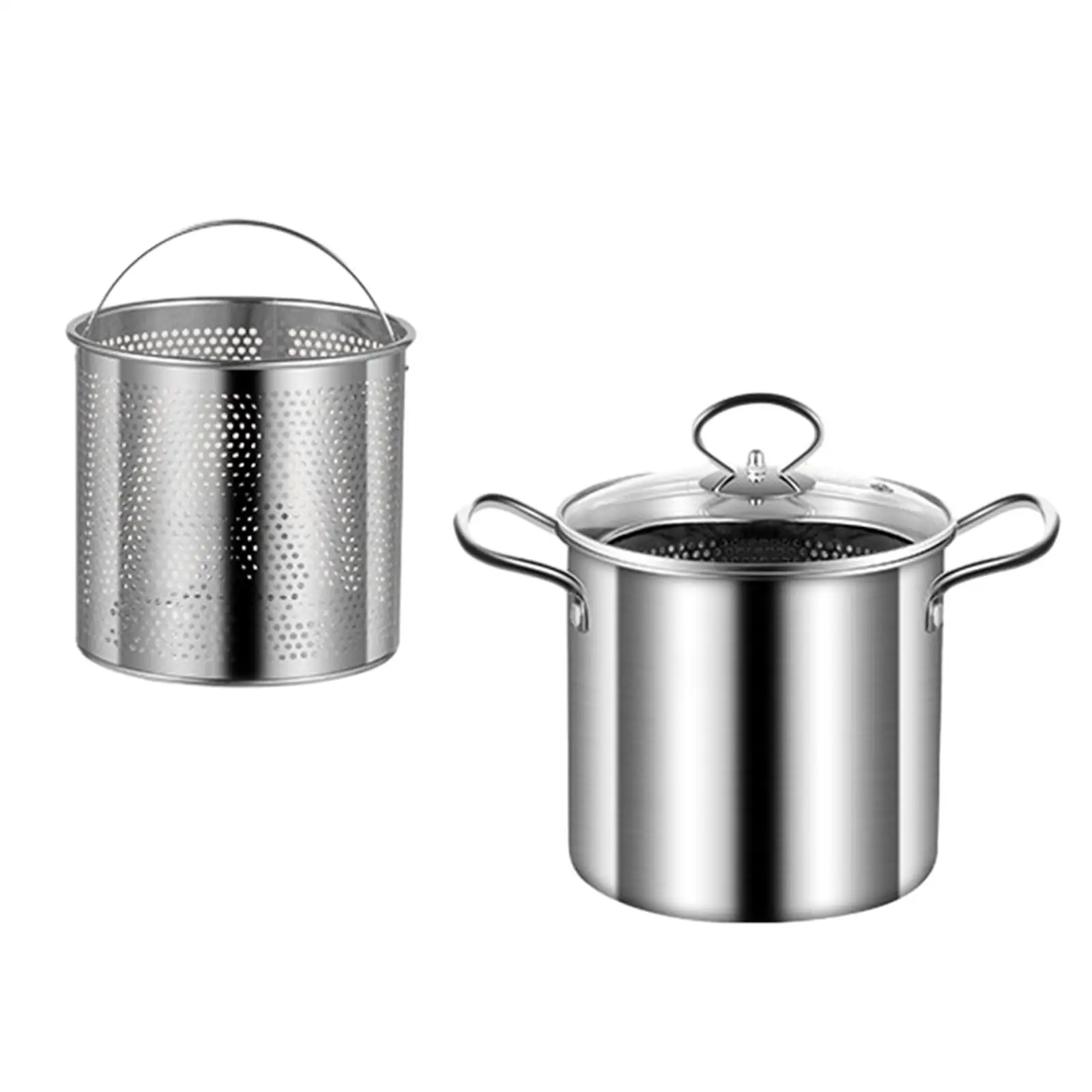 Deep Frying Pot with Strainer Basket Gadget French Fries Pan Cooker Cooking Pot for Party Dining Room Camping Restaurant Picnic