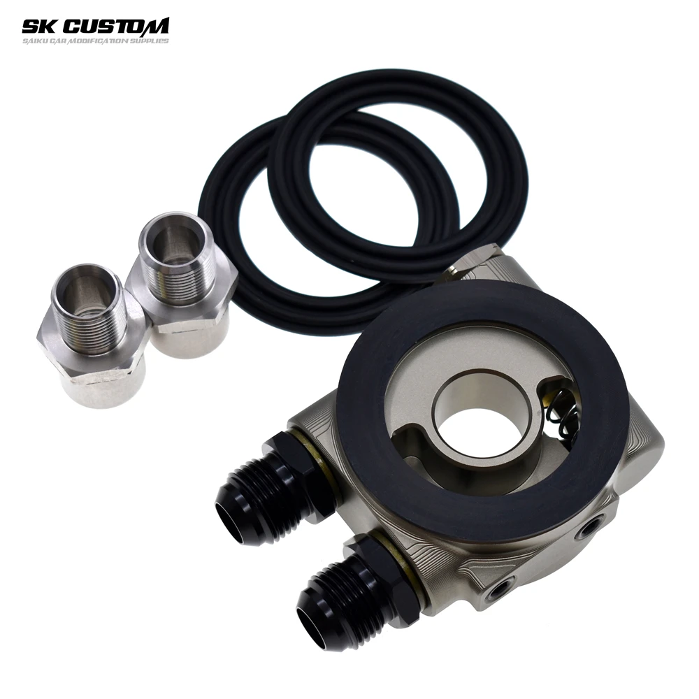 Car Modification Universal OIL COOLER FILTER SANDWICH PLATE THERMOSTAT ADAPTOR M20 X 1.5 3/4-16 UNF AN8/AN10 NPT1/8 Sensor Port oil cooler kit oil filter adapter