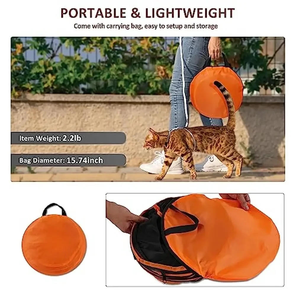 Outdoor Cat Playpen Tent Tunnel Enclosure Indoor Cats & Small Pets Breathable Mesh Durable Oxford Fabric Base Dual Use Indoor