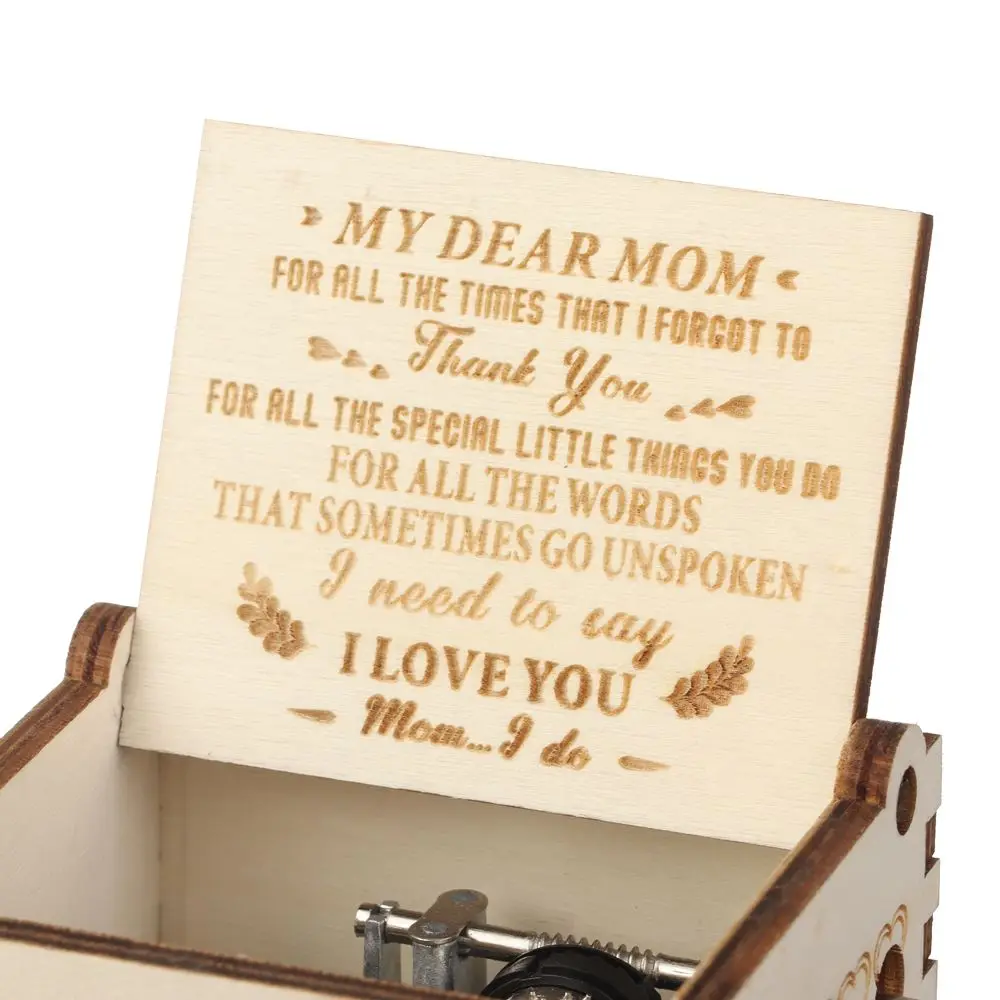 Vintage Wooden Music Box Happy Mothers Day Gift Birthday Gifts Mum Presents Hand Crank Love Gifts LOVE MOM