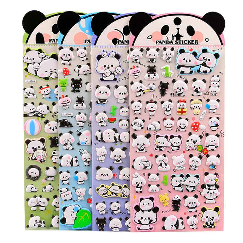 

1sheet Cartoon Panda 3D Stickers Cute Foam PVC Sticker Notebook Diary Skateboard Decor Decal For Kid Prize Gifts Random