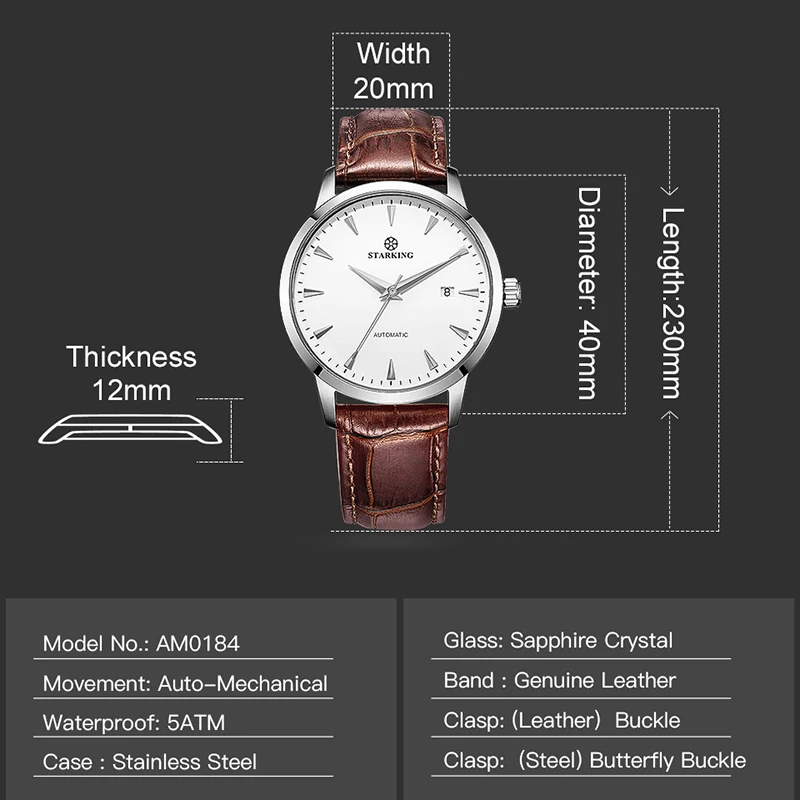 Original Starking Luxury Brand Watch Men Automatic Self-wind