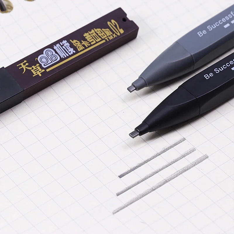 Thick Flat Head Mechanical Pencil Drawing 2B with Refills Pencil Office Supplies Writing Automatic Office School Supplies 4