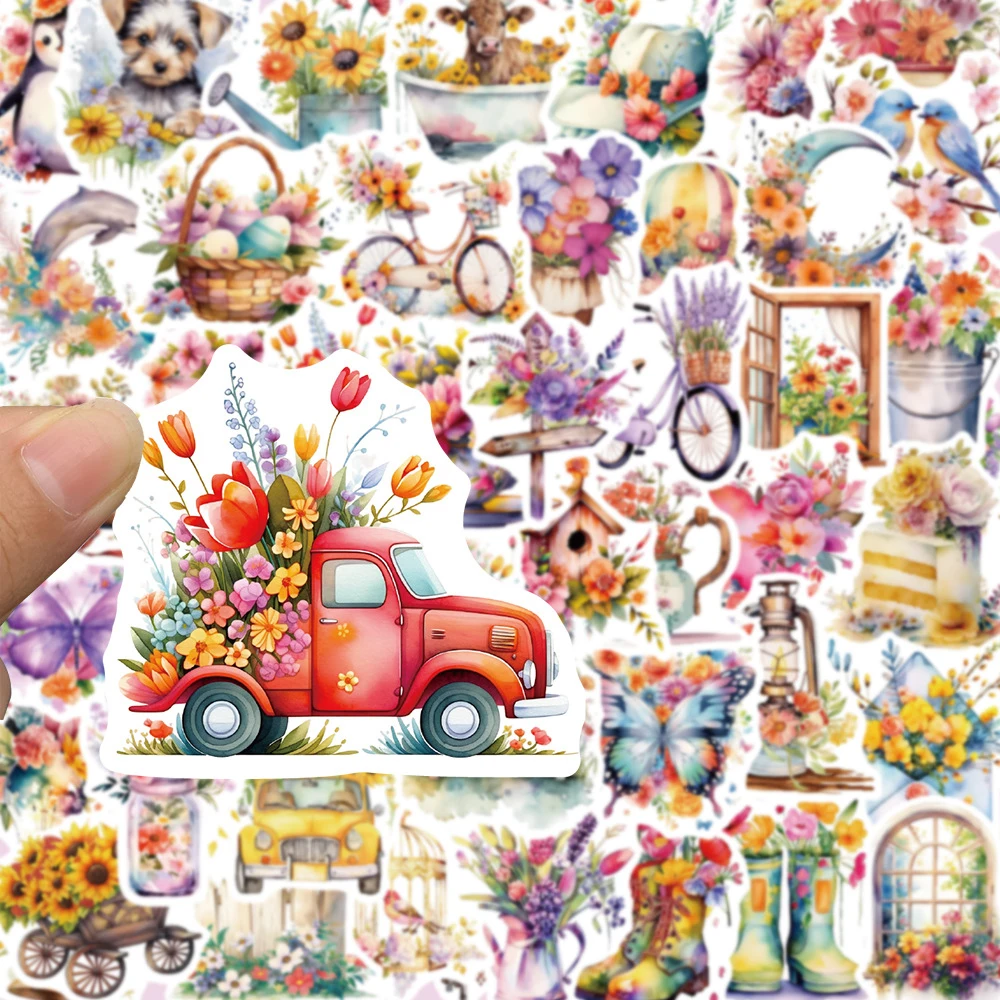 

10/30/50PCS Artsy Bohemian Flowers Cartoon Stickers Aesthetic Retro Objects Decoration Decal DIY Phone Laptop Stationery Sticker