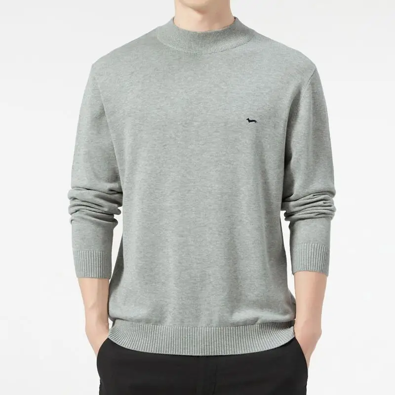 New Brand Casual Fashion Winter Men Polos Sweater Pullovers Harmont Cotton Striped Slim Fit Blaine Mock Neck Sweaters Men Warm 2